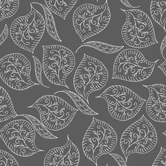Seamless pattern with leaves and plants