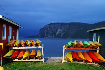 Stack of kayaks