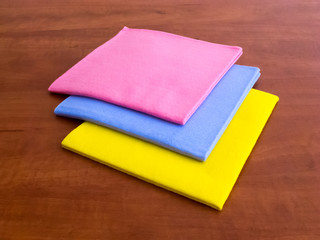 Colorful household cleaning wipes