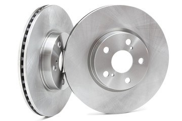 brake discs on a white background. car parts