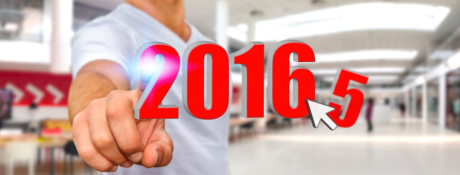 Man celebrating the new year 2016