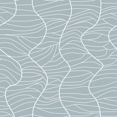 Seamless abstract background with curved lines in grey and white