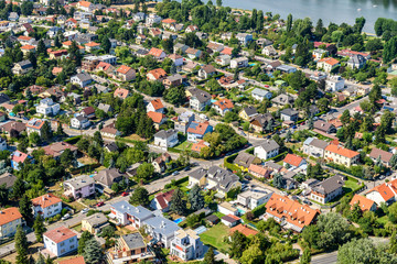 Aerial View Of Suburbs Roofs In Vienna, Austria.