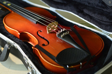 Obraz premium Violin music wooden instrument.