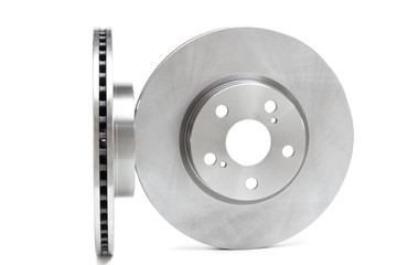brake discs on a white background. car parts