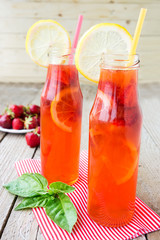 Freshing strawberry and basil drink