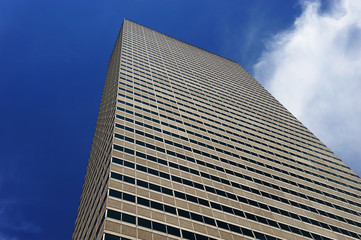 Fototapeta na wymiar low angle view of skyscraper in Boston downtown