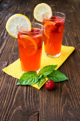 Freshing strawberry and basil drink