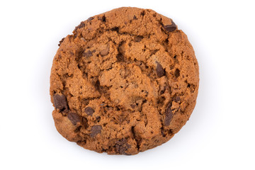Chocolate chip cookie isolated on white