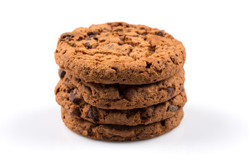 Fototapeta na wymiar Chocolate chip cookies isolated on white