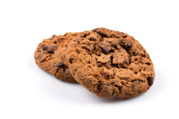 Chocolate chip cookies isolated on white