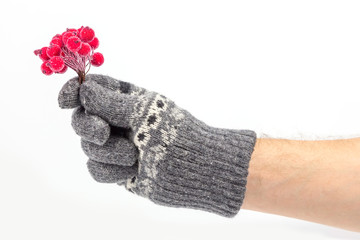 Christmas decoration in hand isolated on white background