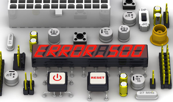 ERROR 500 (Internal server error). The message on the display of the electronic circuit board