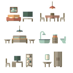 Furniture icon set for rooms of house