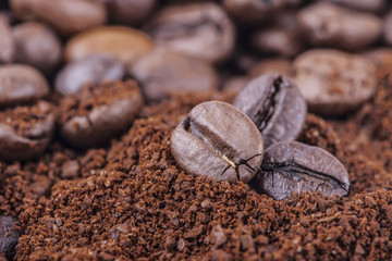 Macro coffee beans background