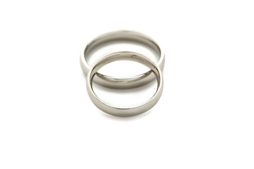 Silver wedding rings isolated on a white