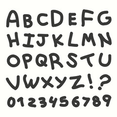 Hand drawn Handmade alphabet handwritting abc vector font.
