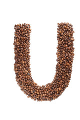 Coffee beans letter isolated on a white