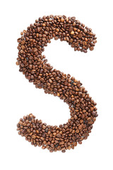 Coffee beans letter isolated on a white