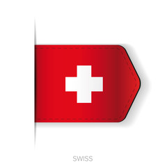 Fototapeta premium Swiss flag vector ribbon