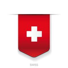 Obraz premium Swiss flag vector ribbon