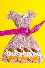 dress shape made from bran with measure tape