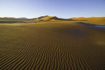 View of red dunes in the Namib Desert, Sossusvlei, Namibia