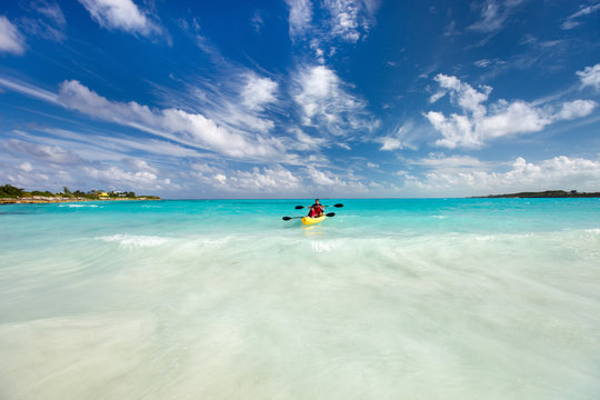 Father and son kayaking