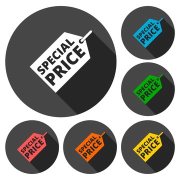 Special price icons set with long shadow