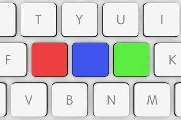 Blank Multicoloured Buttons on White Computer Keyboard