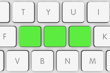 Blank Green Buttons on White Computer Keyboard