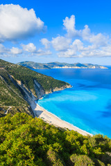 View of beautiful Myrtos bay and idyllic beach on Kefalonia island, Greece