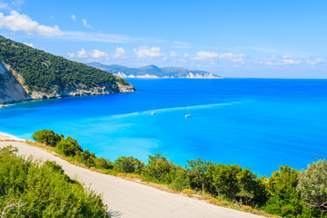 Road to beautiful Myrtos beach on Kefalonia island, Greece