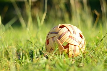 Rattan ball in the garden.