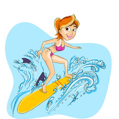lady playing surfboard.