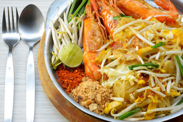 Thai food Pad thai , noodles with shrimp