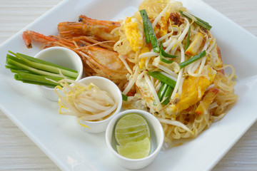 Thai food Pad thai , noodles with shrimp