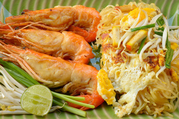 Thai food Pad thai , noodles with shrimp