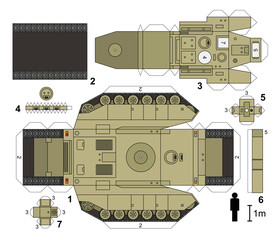 Paper model of a sand tank, not a real type, vector illustration