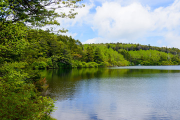Shirakoma Pond at Yachiho highlands in Sakuho town, Nagano, Japan