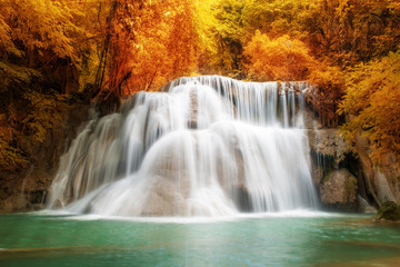 Fototapeta na wymiar Deep forest Waterfall in Kanchanaburi