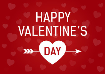 Happy Valentine's day greeting card with arrow through heart