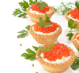 Appetizer with red caviar