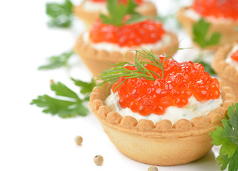 Appetizer with red caviar