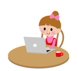 女の子　PC