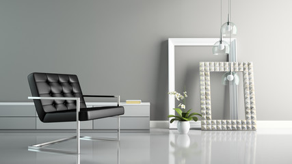 Part of  interior with stylish frames 3D rendering 2