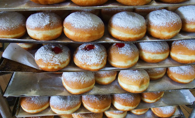 Festive sweet donuts with jam 