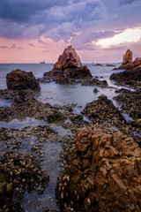 Fototapeta na wymiar Seascape at the sea with stone