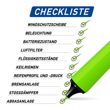 cs5 CheckmarkSign - Quadrat - Auto - Fr&uuml;hjahrscheckliste - gr&uuml;ne H&auml;kchen g4068