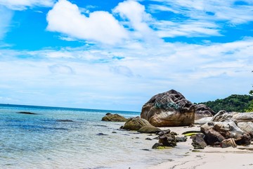 Beach at sunset at Phu Quoc island in Vietnam